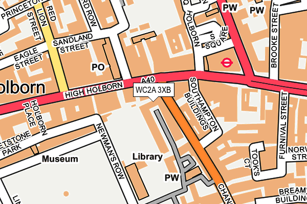WC2A 3XB map - OS OpenMap – Local (Ordnance Survey)