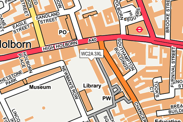 WC2A 3XL map - OS OpenMap – Local (Ordnance Survey)