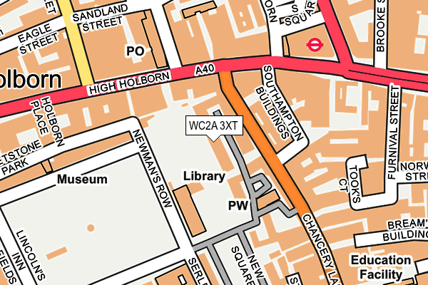 WC2A 3XT map - OS OpenMap – Local (Ordnance Survey)