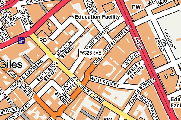 WC2B 5AE map - OS OpenMap – Local (Ordnance Survey)