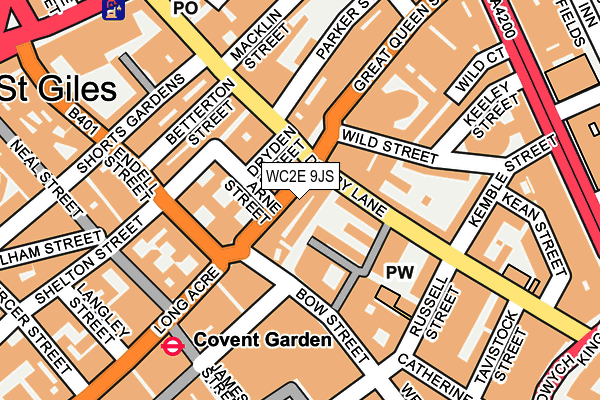 WC2E 9JS map - OS OpenMap – Local (Ordnance Survey)