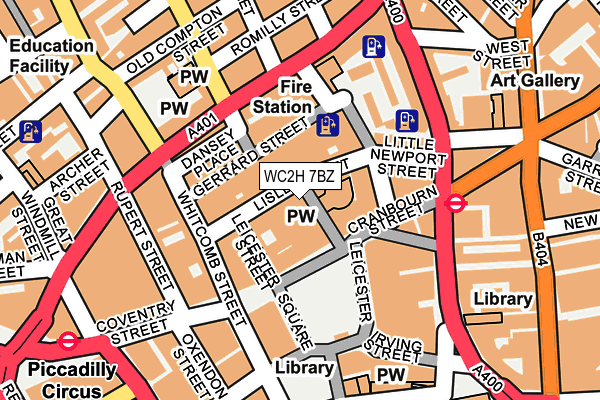 WC2H 7BZ map - OS OpenMap – Local (Ordnance Survey)