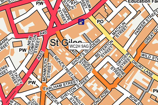 WC2H 9AG map - OS OpenMap – Local (Ordnance Survey)