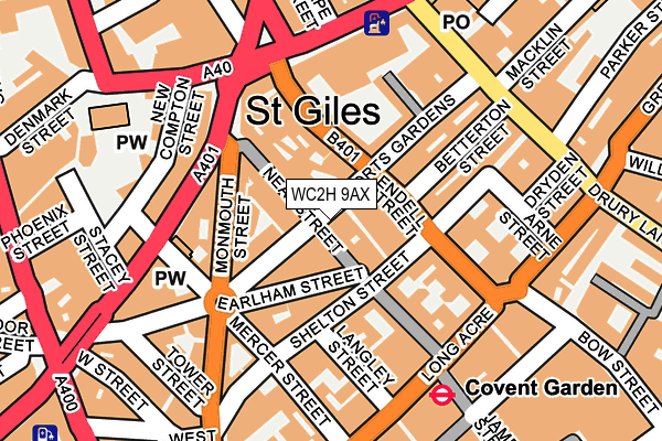 WC2H 9AX map - OS OpenMap – Local (Ordnance Survey)