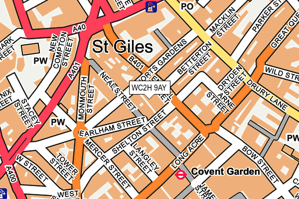 WC2H 9AY map - OS OpenMap – Local (Ordnance Survey)