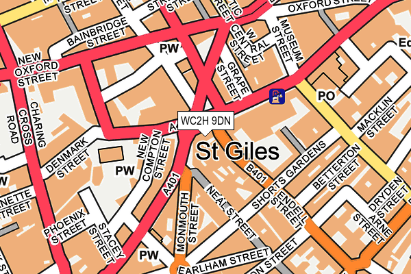 WC2H 9DN map - OS OpenMap – Local (Ordnance Survey)