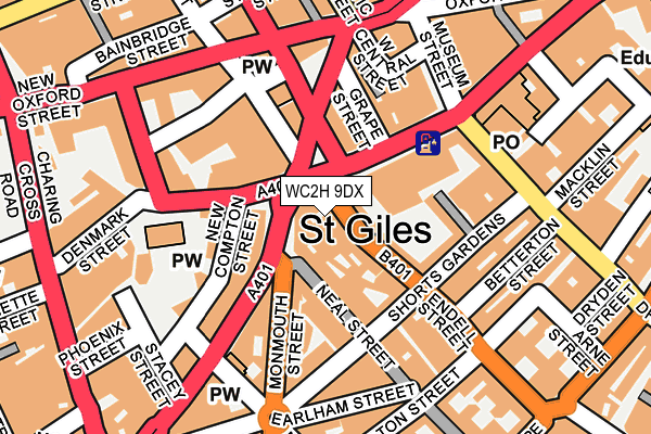 WC2H 9DX map - OS OpenMap – Local (Ordnance Survey)