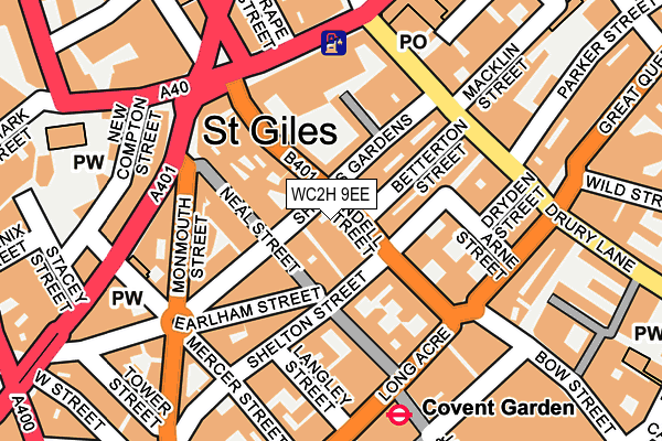 WC2H 9EE map - OS OpenMap – Local (Ordnance Survey)