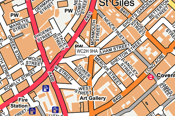 WC2H 9HA map - OS OpenMap – Local (Ordnance Survey)