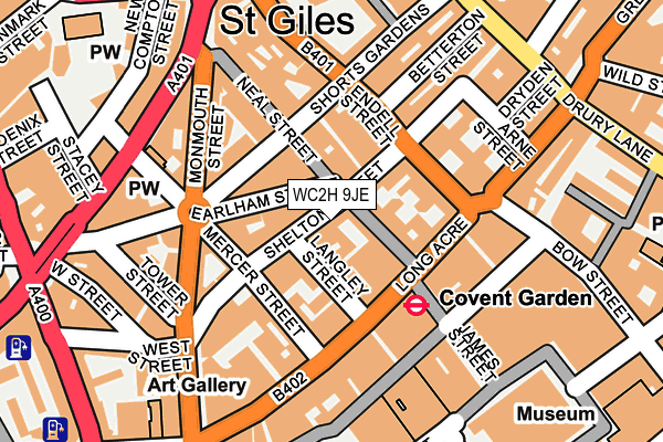 WC2H 9JE map - OS OpenMap – Local (Ordnance Survey)