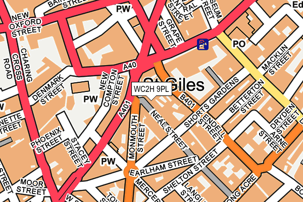 WC2H 9PL map - OS OpenMap – Local (Ordnance Survey)