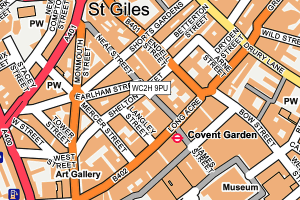 WC2H 9PU map - OS OpenMap – Local (Ordnance Survey)