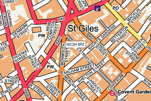 WC2H 9PZ map - OS OpenMap – Local (Ordnance Survey)