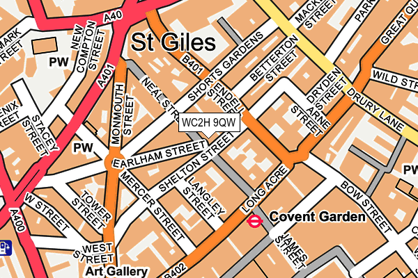 WC2H 9QW map - OS OpenMap – Local (Ordnance Survey)