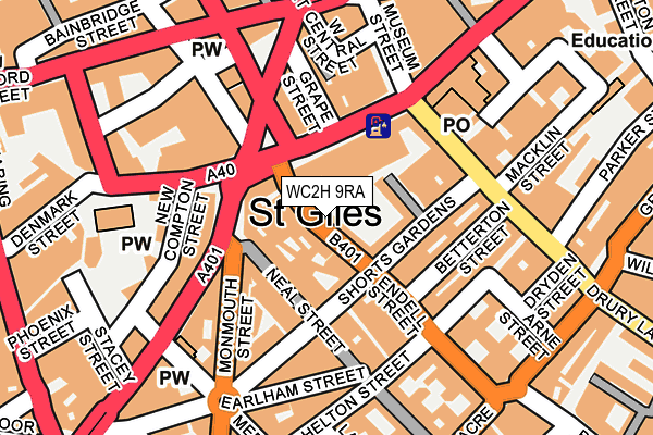 WC2H 9RA map - OS OpenMap – Local (Ordnance Survey)