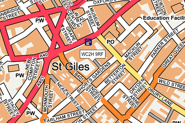 WC2H 9RF map - OS OpenMap – Local (Ordnance Survey)