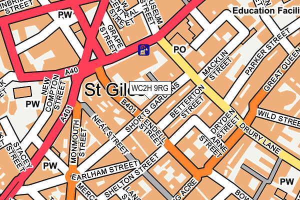 WC2H 9RG map - OS OpenMap – Local (Ordnance Survey)