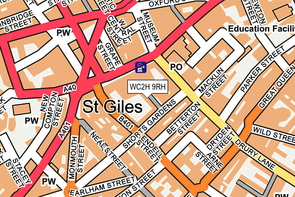 WC2H 9RH map - OS OpenMap – Local (Ordnance Survey)