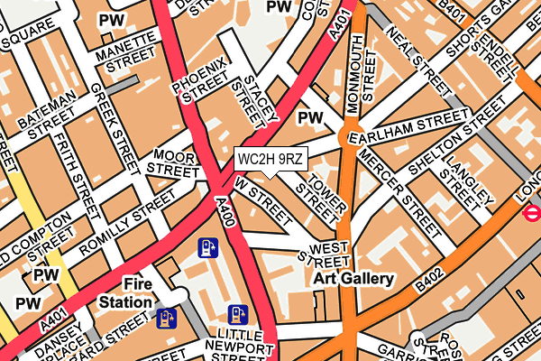 WC2H 9RZ map - OS OpenMap – Local (Ordnance Survey)