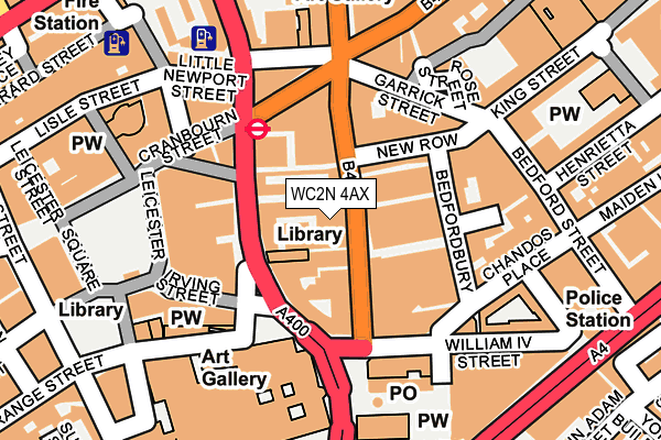 WC2N 4AX map - OS OpenMap – Local (Ordnance Survey)