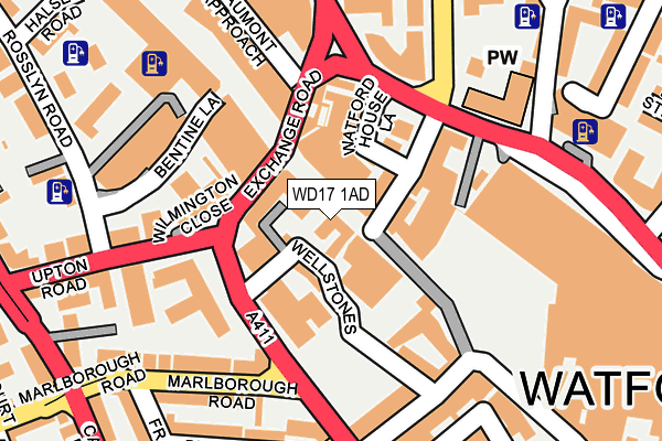 WD17 1AD map - OS OpenMap – Local (Ordnance Survey)