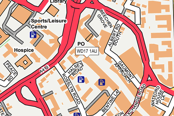 WD17 1AU map - OS OpenMap – Local (Ordnance Survey)