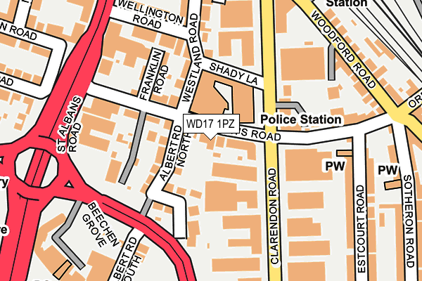 WD17 1PZ map - OS OpenMap – Local (Ordnance Survey)