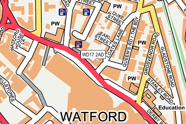 WD17 2AD map - OS OpenMap – Local (Ordnance Survey)
