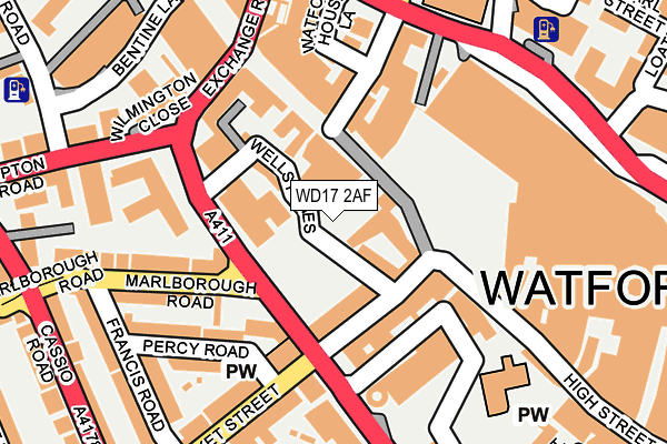 WD17 2AF map - OS OpenMap – Local (Ordnance Survey)