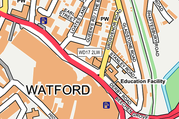 WD17 2LW map - OS OpenMap – Local (Ordnance Survey)