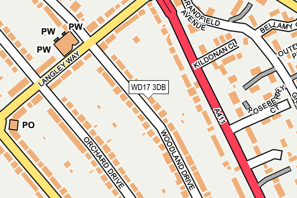 WD17 3DB map - OS OpenMap – Local (Ordnance Survey)