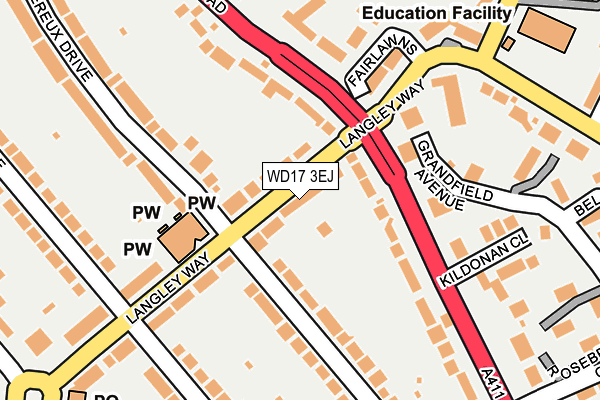 WD17 3EJ map - OS OpenMap – Local (Ordnance Survey)