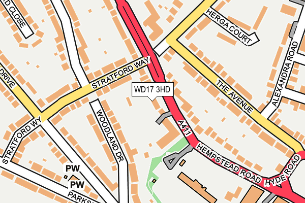 WD17 3HD map - OS OpenMap – Local (Ordnance Survey)
