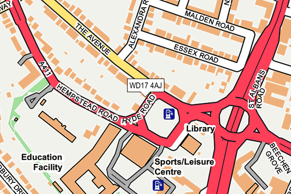 WD17 4AJ map - OS OpenMap – Local (Ordnance Survey)