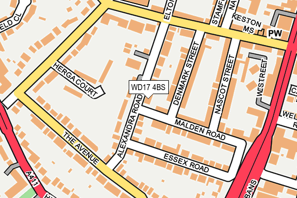 WD17 4BS map - OS OpenMap – Local (Ordnance Survey)