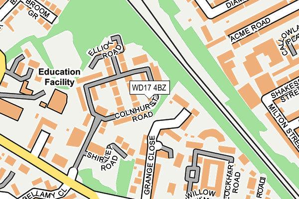 WD17 4BZ map - OS OpenMap – Local (Ordnance Survey)