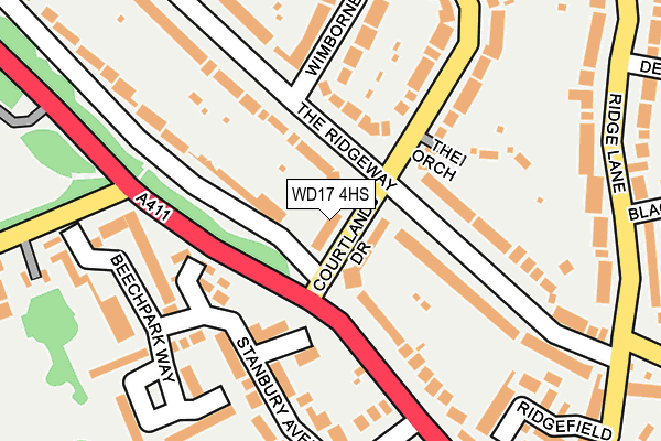 WD17 4HS map - OS OpenMap – Local (Ordnance Survey)
