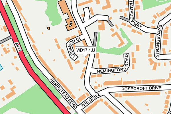 WD17 4JJ map - OS OpenMap – Local (Ordnance Survey)