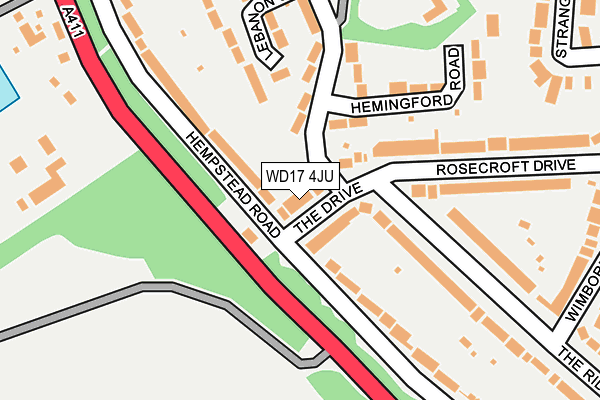 WD17 4JU map - OS OpenMap – Local (Ordnance Survey)