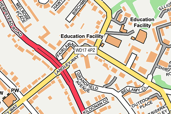 WD17 4PZ map - OS OpenMap – Local (Ordnance Survey)
