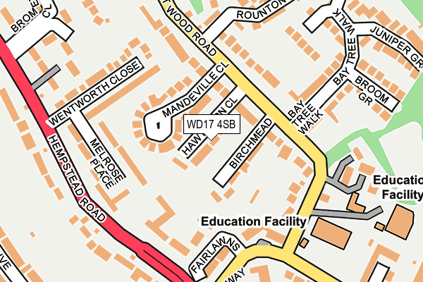 WD17 4SB map - OS OpenMap – Local (Ordnance Survey)