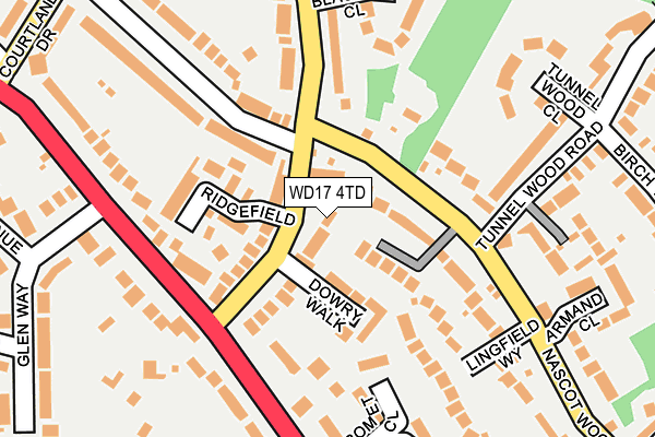 WD17 4TD map - OS OpenMap – Local (Ordnance Survey)