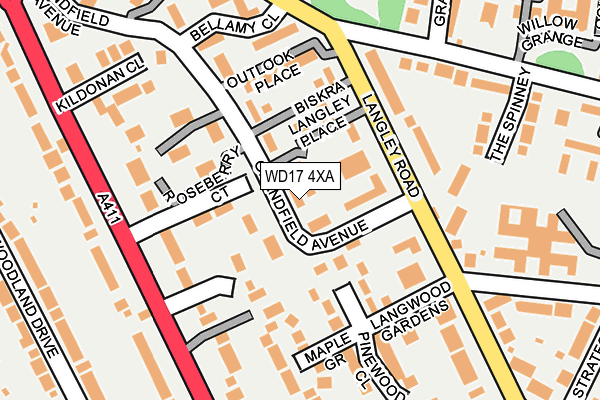 WD17 4XA map - OS OpenMap – Local (Ordnance Survey)