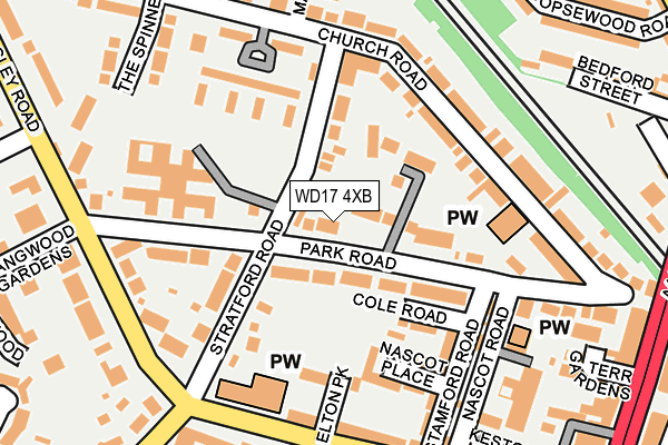 WD17 4XB map - OS OpenMap – Local (Ordnance Survey)