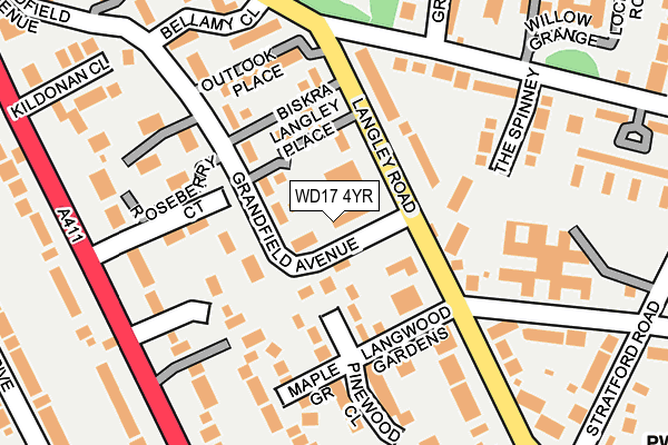 WD17 4YR map - OS OpenMap – Local (Ordnance Survey)