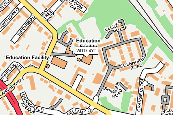 WD17 4YT map - OS OpenMap – Local (Ordnance Survey)