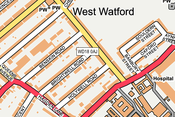 WD18 0AJ map - OS OpenMap – Local (Ordnance Survey)