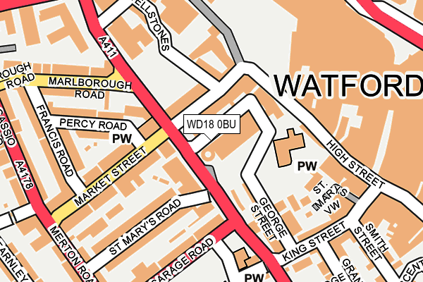 WD18 0BU map - OS OpenMap – Local (Ordnance Survey)