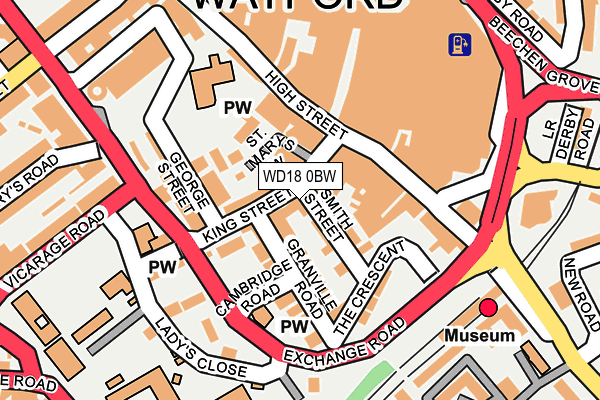 WD18 0BW map - OS OpenMap – Local (Ordnance Survey)
