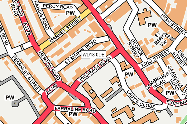 WD18 0DE map - OS OpenMap – Local (Ordnance Survey)